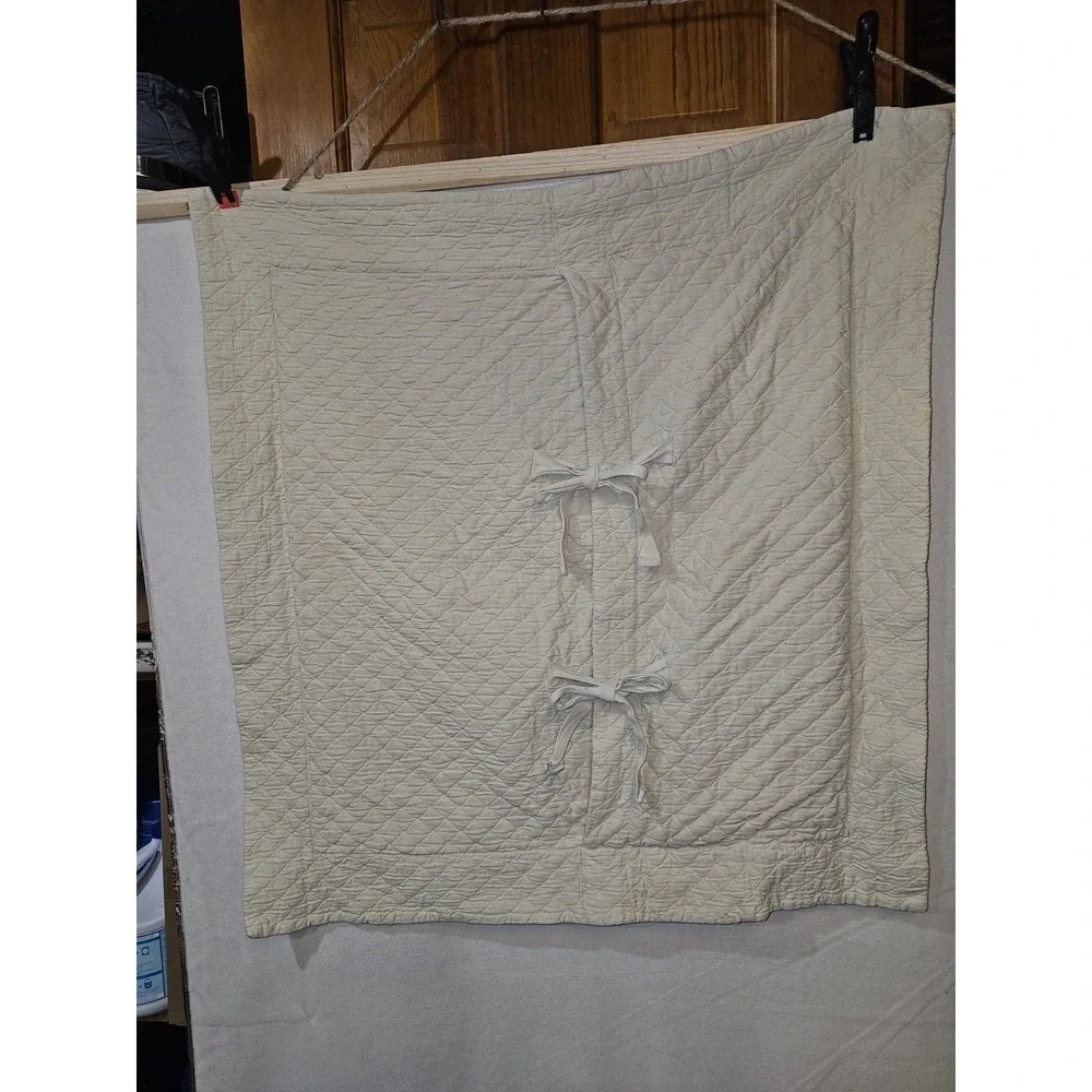 SOFT SURROUNDINGS‎ TIE UP SOFT Beige MATELASSE EURO PILLOW SHAMS 2
